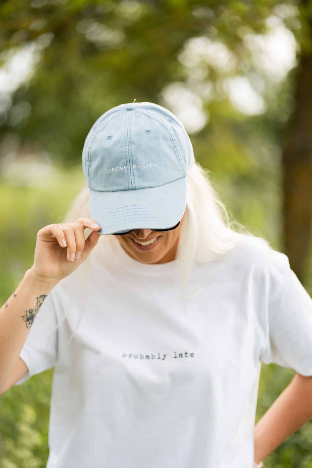 Black Giraffe Brand Cabernet Me Later Basecap aus Baumwolle im Used-Look