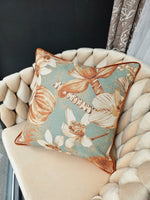 Hortensias Home Kissenbezug Terra Flora aus Baumwoll-Leinen mit feinem Print, 45 × 45 cm