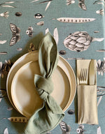 Hortensias Home runde Tischdecke Seeds Aqua aus bedruckter Baumwolle