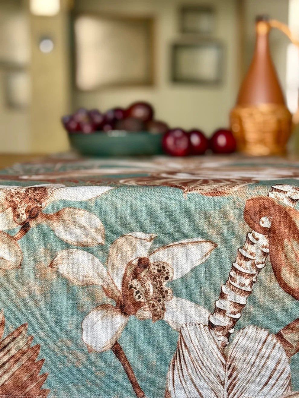 Hortensias Home Tischläufer Terra Flora aus Baumwoll-Leinen mit feinem Print