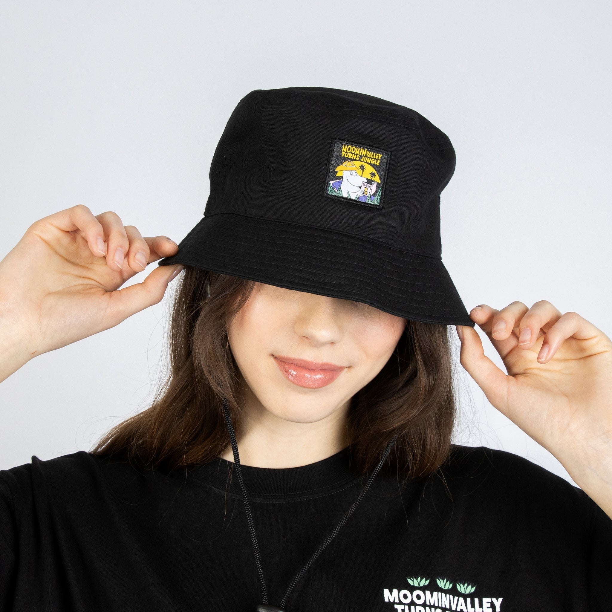 Mumin Jungle Bucket Hat in Schwarz aus Baumwolle