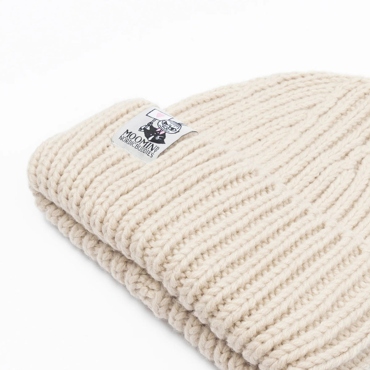 Mumin Little My Chunky-Beanie in Beige aus weichem Grobstrick