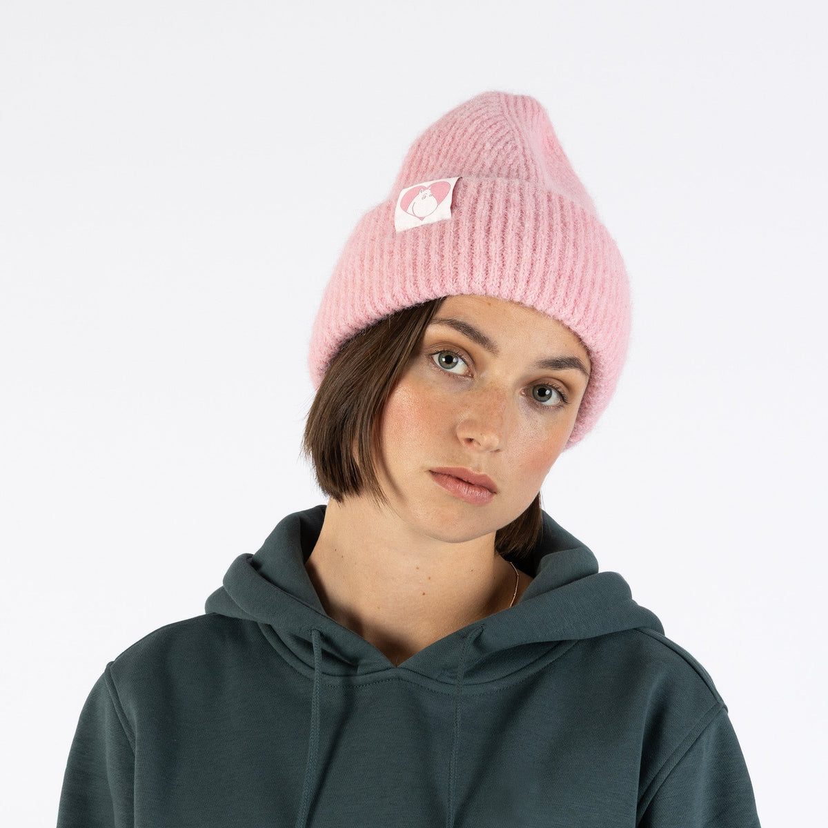 Mumin Mumintroll Chunky-Beanie in Pink aus flauschigem Materialmix