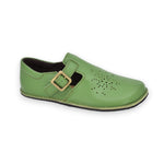 Omaking Tribeca Barfuß-Ledersandalen in Kiwi-Grün mit extrabreiter Zehenbox