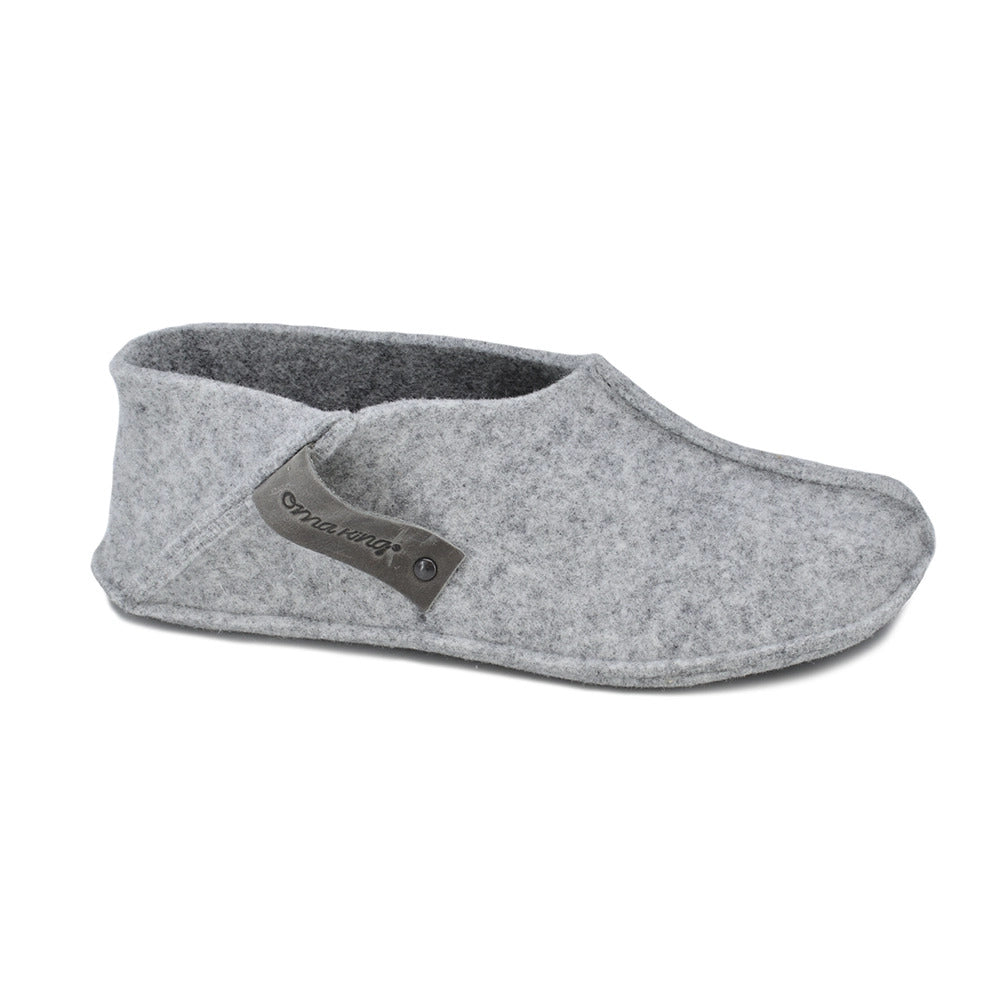 Omaking Tohkri Unisex-Hausschuhe aus Naturfilz in Grau mit umklappbarer Ferse