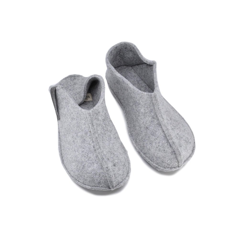 Omaking Tohkri Unisex-Hausschuhe aus Naturfilz in Grau mit umklappbarer Ferse