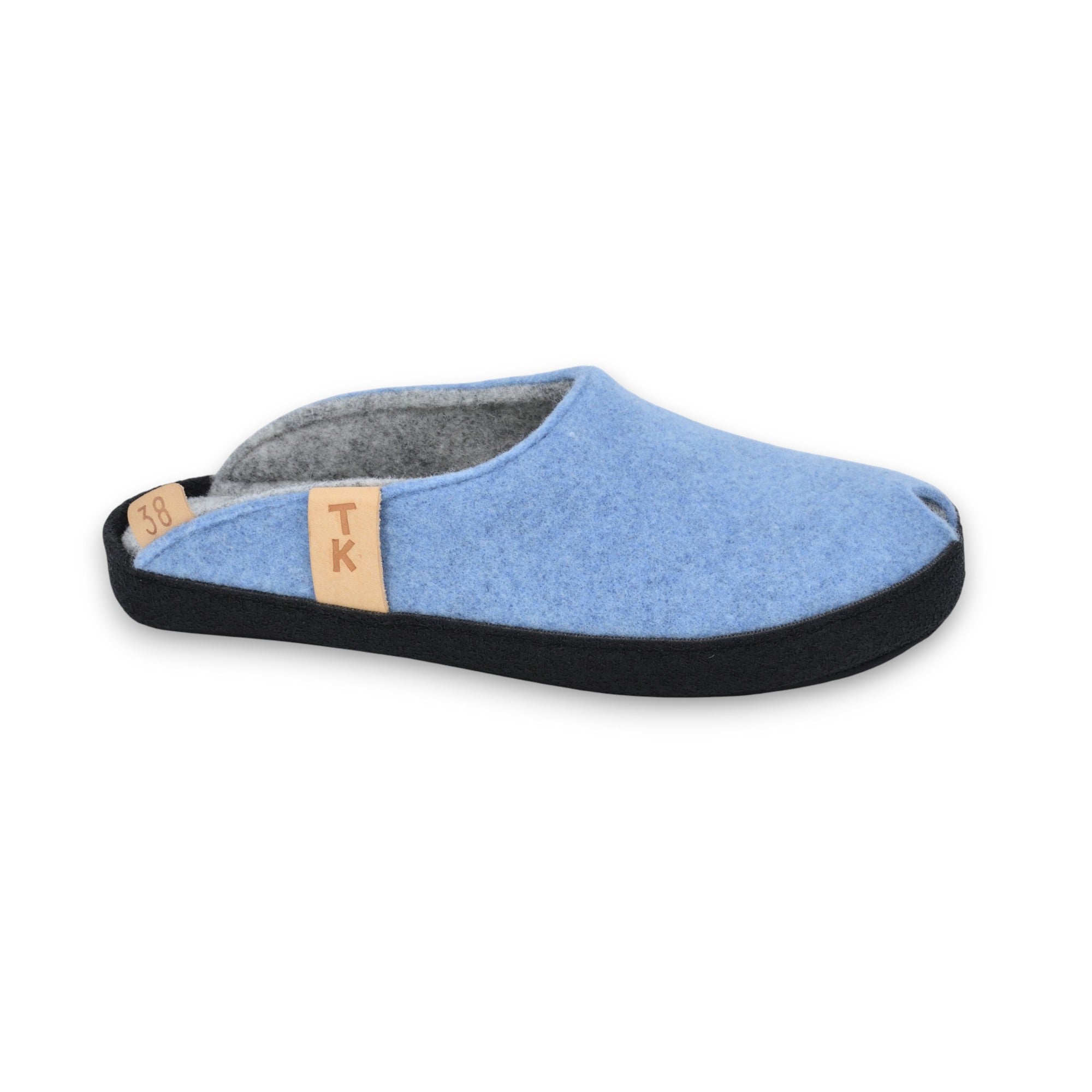 TOKU Brussels Unisex-Hausschuhe aus Lammwollfilz in Hellblau – Ansicht 1