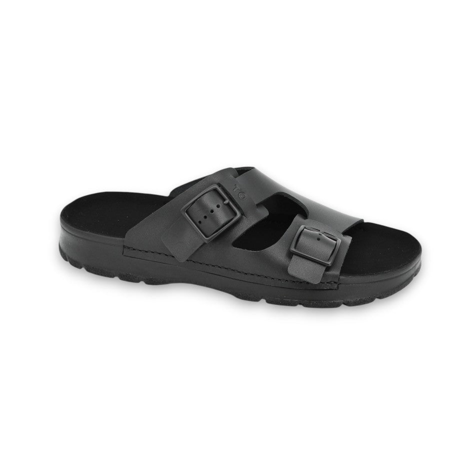Omaking Bowery Herren-Ledersandalen in Schwarz mit Riemen