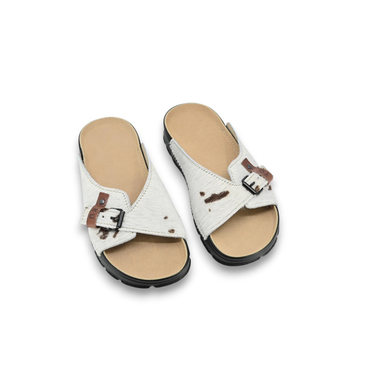 Omaking Chelsea Leder-Slides mit Kuhfell-Optik, Limited Edition