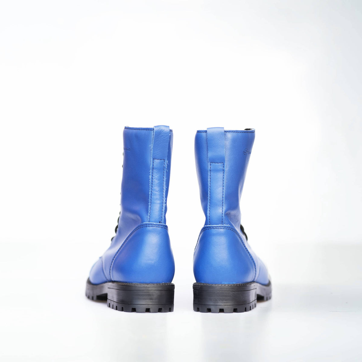 Samelin Dream Syndicate Combat Boots in Blau aus wasserabweisendem Naturleder mit Reißverschluss