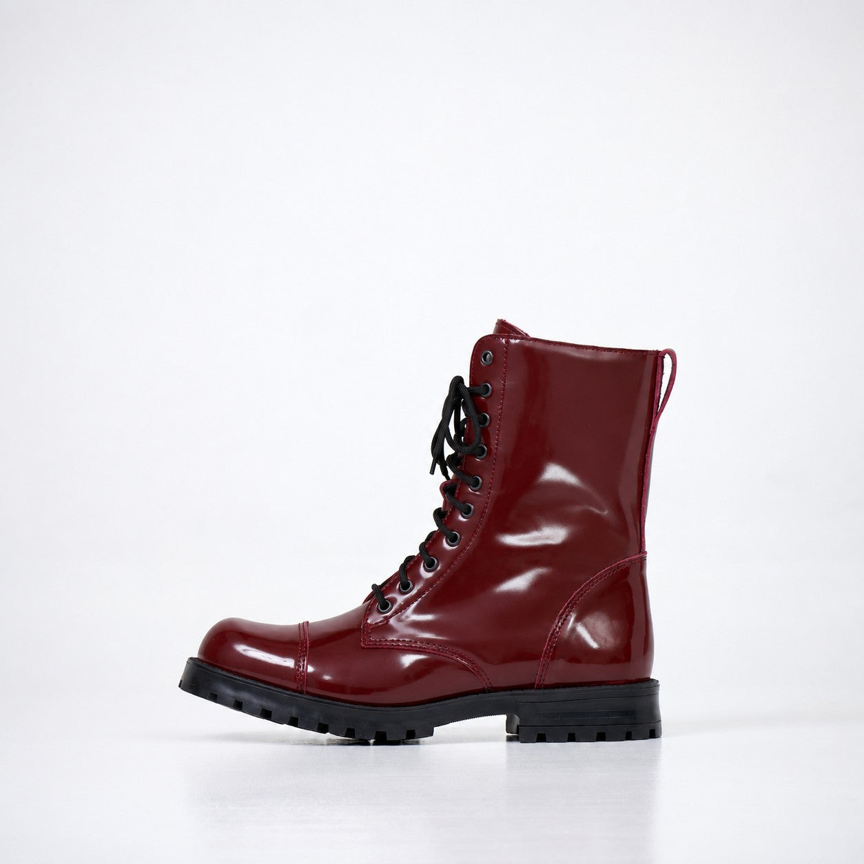 Samelin Chelsea Zip Lackleder-Boots in Burgundy mit Reißverschluss
