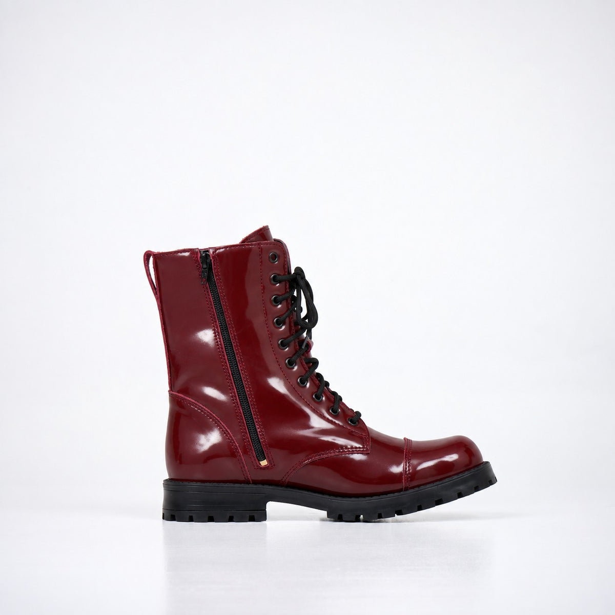 Samelin Chelsea Zip Lackleder-Boots in Burgundy mit Reißverschluss