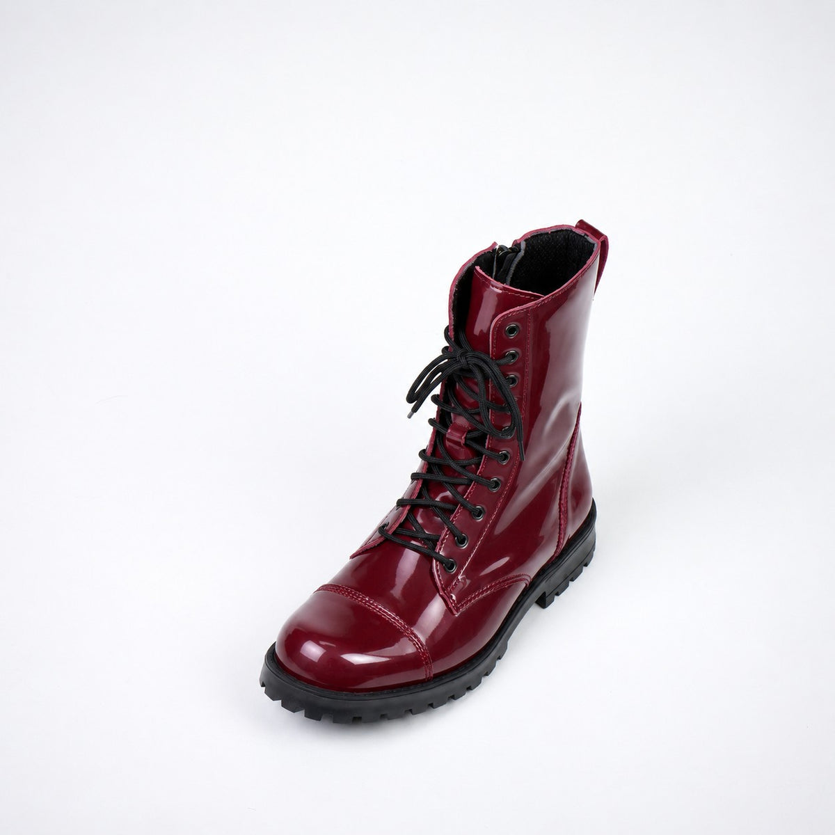 Samelin Chelsea Zip Lackleder-Boots in Burgundy mit Reißverschluss