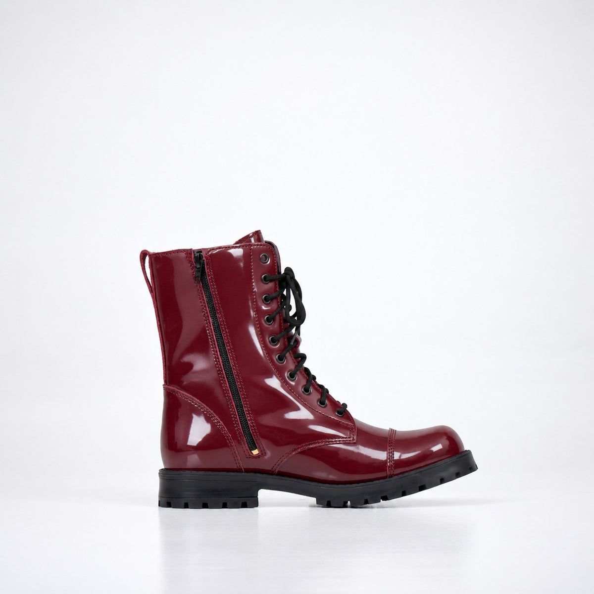Samelin Chelsea Zip Lackleder-Boots in Burgundy mit Reißverschluss