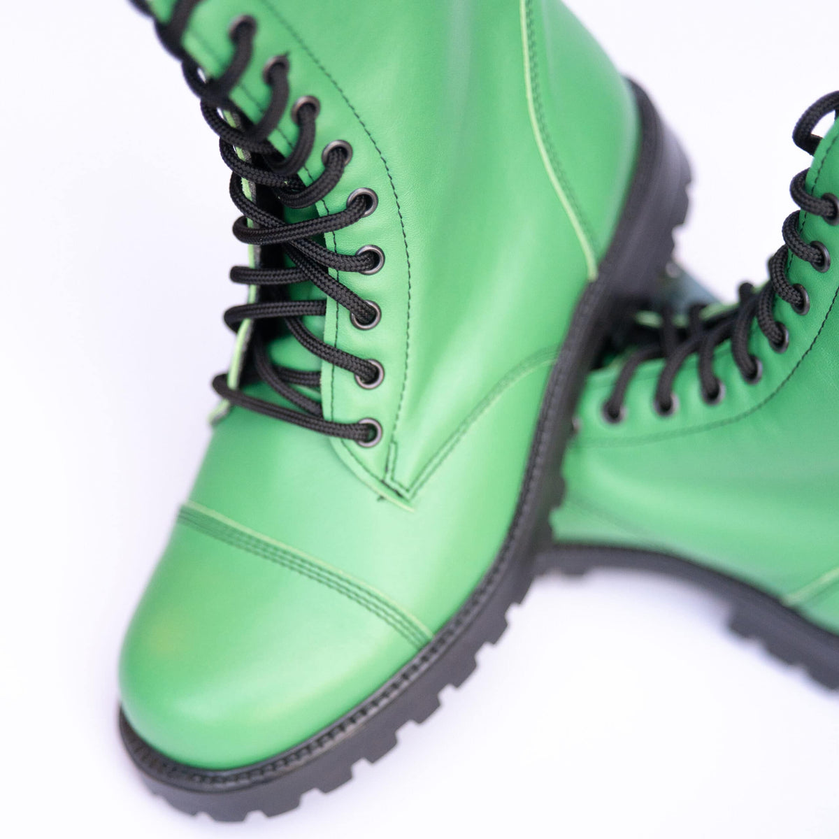 Samelin Big Apple Leder-Boots in Grün mit Reißverschluss