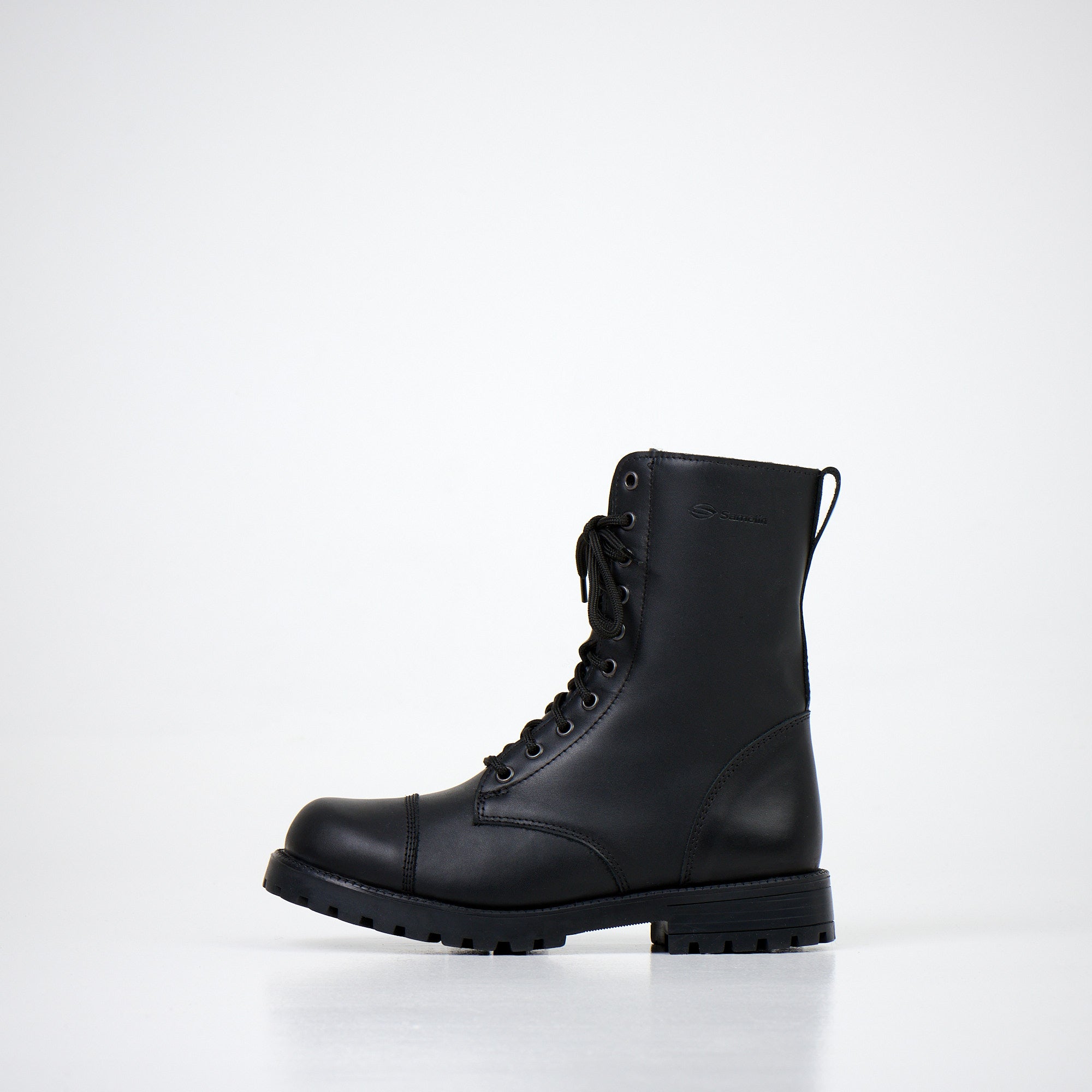 Samelin Inevitable 2.0 Militärstiefel in Mattschwarz aus Naturleder mit Reißverschluss, einzelner Stiefel