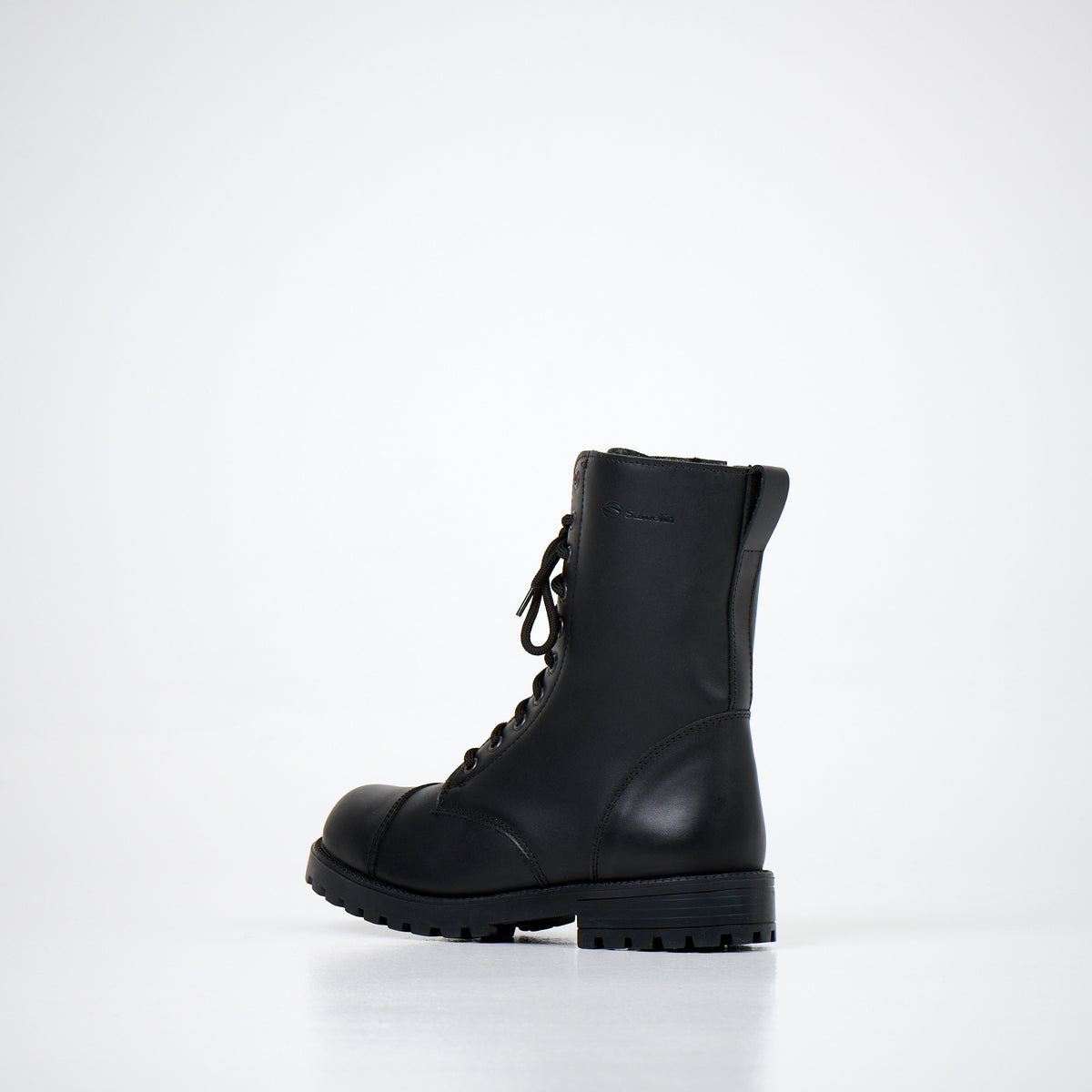 Samelin Inevitable 2.0 Militärstiefel in Mattschwarz aus Naturleder mit Reißverschluss, einzelner Stiefel