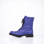 Samelin Electric Circus Utility Boots in Blau-Violett aus wasserabweisendem Naturleder mit Reißverschluss