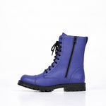 Samelin Electric Circus Utility Boots in Blau-Violett aus wasserabweisendem Naturleder mit Reißverschluss