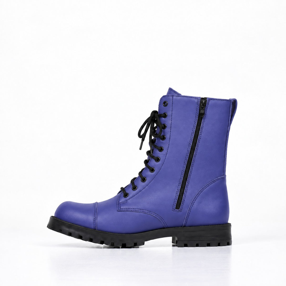 Samelin Electric Circus Utility Boots in Blau-Violett aus wasserabweisendem Naturleder mit Reißverschluss